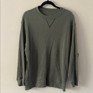 Aerie Green Waffle Knit Crew Neck